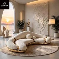 Canapé modulaire incurvé moderne, tissu personnalisable, revêtement en bouclette, forme en arc, pour salon de villa de luxe