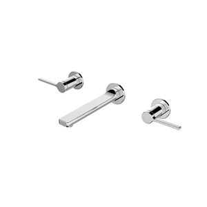 Thermostatische Wandgemonteerde Handwastafel Kranen Gouden Borstel Afwerking Dubbele Handgrepen Messing Wastafel Kraan - Product Image 3
