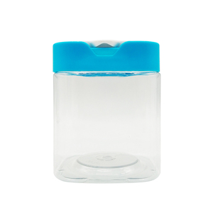 460ml Food grade transparent square plastic candy bottles jar with flip top cap