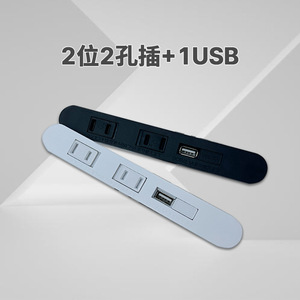 Tabletop <b>Socket</b> Power Strip 2 Ac Outlets 1 <b>Usb</b> A 1 <b>Usb</b> C Port Desktop Use Standard Grounding Abs Material - Product Image 4