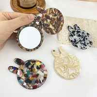 Miroir de maquillage portable rond en forme de lapin, créatif et tendance, style Instagram, motif acétate, pour salle de bain