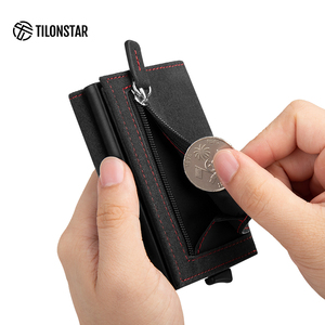 TILONSTAR TVC203a High Quality <b>RFID</b> Credit Card Case Trifold Leather Card Holder <b>Wallet</b> With Banknote Compartment & ID Window - Product Image 2