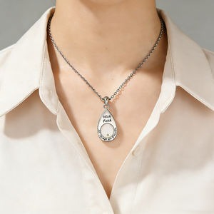 Collier minimaliste en acier inoxydable en forme de goutte d'eau avec graines de moutarde, bijou de foi pour femme, résistant au ternissement - Product Image 3