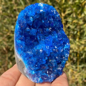 200-300g Material de cristal de cuarzo para adornos, cristal curativo, espacios en blanco para grabado, piedra en bruto, grupo de cuarzo geoda azul floral - Product Image 1
