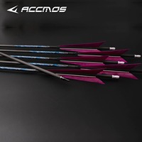 Flèches en carbone pur ACCMOS 6.2 ID, ailettes en plumes de dinde naturelles de 5 pouces, flèches de tir à l'arc de 33 pouces pour arc classique traditionnel