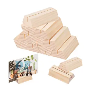 TA005 12件木制位置卡座梯形木制桌子号码卡座标志支架婚礼名片支架