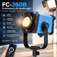Lumière vidéo LED COB 260W pour caméra, température de couleur réglable 2700-6500K, CRI élevé Ra 98, durée de vie longue durée 50 000 heures, contrôle par application
