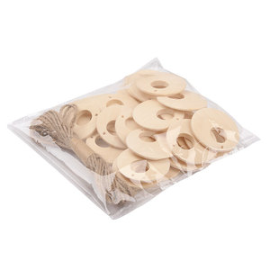 Colgante redondo de madera con cuerda de cáñamo, suministros para manualidades, adornos para el hogar, 9 piezas, cuerda de 5M - Product Image 2