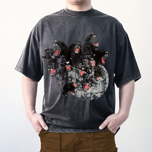 TKAN 124 écran personnalisé impression numérique lavage à l'acide T-shirt lourd coton Vintage T-shirt en gros graphique Boxy t-shirts - Product Image 2