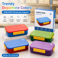 Boîte à lunch en plastique Bento, étanche, micro-ondable, 600 ml, récipient alimentaire avec fourchette pour enfants, école, bureau