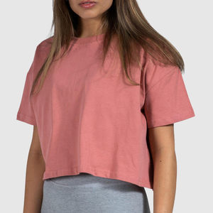 Camisetas Cortas de Alta Calidad Personalizadas para Mujer, Estilo Oversize con Hombros Caídos, 100% Algodón Orgánico, Cuello Redondo - Product Image 2