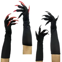 Gants longs d'Halloween avec ongles longs, gants griffes de vampire, sorcière, fantôme, accessoires de costume de cosplay