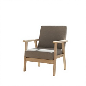 Silla Moderna de Salón Tapizada en Tela con Patas y Reposabrazos de Madera para un Asiento Cómodo en la Decoración del Hogar - Product Image 3