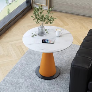 Mesa de Centro Moderna Minimalista de Lujo Ecológica de Piedra Sinterizada para Sala de Estar, con Aspecto de Mármol y Base de Metal - Product Image 3