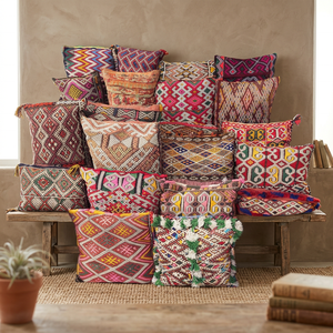 Top Quality Embroidered Square Kilim Cushion <b>Cover</b> Bohemian Handmade Wool Alpaca Acrylic Home Decor - Product Image 1