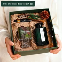 Cawan Aroma Diffuser Kayu Pinus, Kaca, dan Bunga, Bebas Alkohol, Gaya Hutan, Aromaterapi Tanpa Api, 10ml Minyak Esensial untuk Rumah