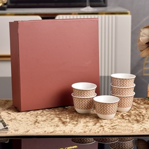 Hot Selling Eco-Friendly Ceramic Bone China Classic 6 <b>Cup</b> 6 <b>Saucer</b> Customized Color Family Afternoon Tea Coffee Business Gift - Product Image 1