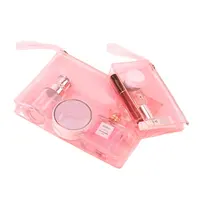 BSCI ISO Sedex FAMA borsa da viaggio per trucco cosmetico impermeabile trasparente borsa cosmetica rosa in Pvc