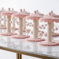 En gros, Griffoir pour chat de luxe classique en forme de carrousel, rose macaron, structure d'escalade pour animaux de compagnie avec balles suspendues et jouet étoile à ressort, 58 cm