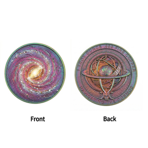 Moneda Conmemorativa de 1 oz de Cobre Fino .999, Redonda, con Patina Arcoíris, Diseño de Galaxia Espiral Vía Láctea, Arte Cósmico Espacial, Impresión UV, Medallón de Desafío - Product Image 2