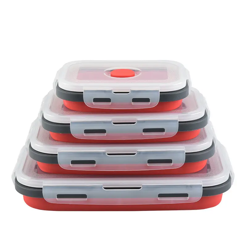 3/4 pièces écologique réutilisable silicone pliable boîte à lunch pliable bento boîte de stockage des aliments snack alimentaire conteneur ensemble