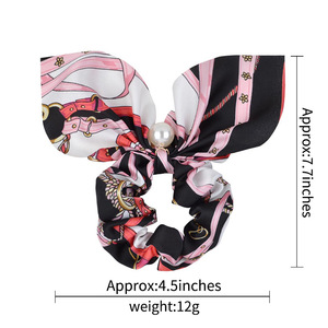 <span class=keywords><strong>Elastique</strong></span> — anneau de cheveux élastique pour femme, chouchou en Satin avec des perles, décoration pour les cheveux, multifonctionnel - Product Image 4