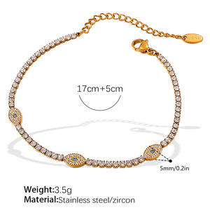 สร้อยคอชุบทอง 18K ประดับเพทายทรงกลม พร้อมจี้ห้อยประดับเพชรทรงกลม สร้อยสแตนเลสสำหรับผู้หญิง - Product Image 3