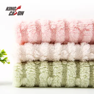 Kingcason China Factory Solid Color Fuzzy Fluffy 100%Polyester Jacquard Sherpa Fleece Fabric Velvet For Pajamas Blanket Jacket