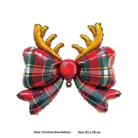 Ballon gonflable personnalisé de 32 pouces en forme de nœud en ruban écossais avec bois de renne mignon pour arche de photomaton et toile de fond de fête de Noël