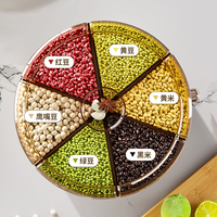Seau de stockage de riz transparent 6 compartiments 360 °   Boîte à céréales rotative, distributeur de cuisine étanche à l'humidité, en plastique injecté, scellé