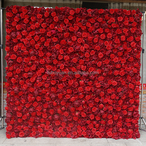 SW fleurs artificielles panneau mural tissu bordeaux toile de fond fleur 3d rose mur rollup vin rouge 8*8 fleur mur pour la décoration de mariage - Product Image 6