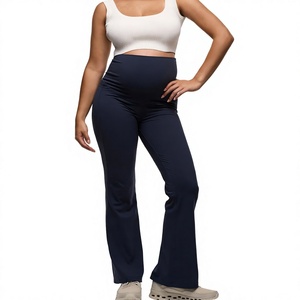 High Waist Maternity Yoga Pants with Cross Support Belly Band, Slim <b>Flare</b> Pants, Autumn Winter Pregnancy <b>Leggings</b> for Women - Product Image 6