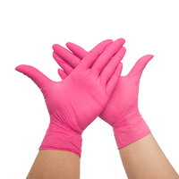 Gants d'examen en nitrile imperméables docteur sans poudre Rose rouge gants en nitrile jetables pour la médecine
