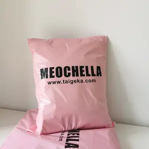 Bolsas de correo impermeables de polietileno rosa y negro personalizadas, paquetes de ropa reciclables, bolsas de envío, bolsas de plástico