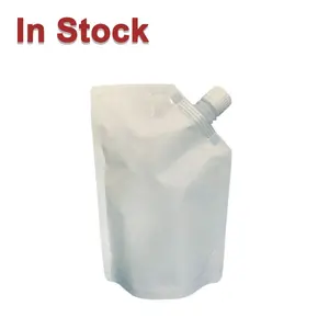 Stokta ve özel yeniden kullanılabilir beyaz plastik Stand Up bulaşık deterjanı sıvı sabun çamaşır deterjanı ambalaj köşe emzik kese çanta