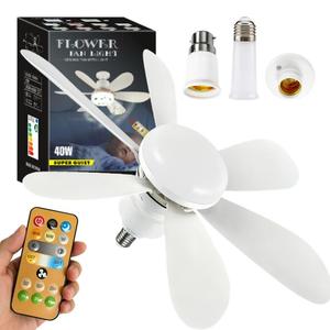 Ventilador de Techo 2 en 1 con Control Remoto Inalámbrico 0728, Iluminación con 6 Aspas Silenciosas, Bombilla Compacta E27, Ventiladores LED Portátiles con Luz - Product Image 2