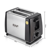 RAF R.262-X Pemanggang Roti Elektrik 650W Desain Dua Slot Timer 190 Detik Pemanggangan Cepat Panel Samping Stainless Steel untuk Sarapan