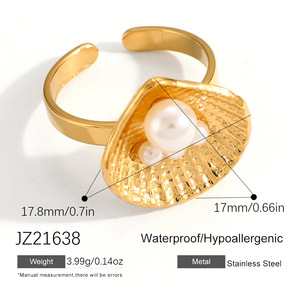 Pendientes de Acero Inoxidable con Incrustaciones de Textura de Concha y Perlas Múltiples, Estilo Oceánico, Chapados en Oro <span class=keywords><strong>Real</strong></span> de 18k, Resistentes al Agua - Product Image 6