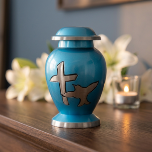 Blue Engraved Cremation Urn Metal Keepsake Memorial <b>Ashes</b> Cremation Urn Custom Name Suitable <b>for</b> Adult - Product Image 4