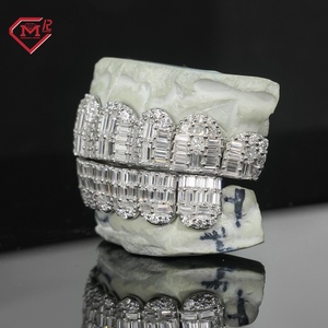 Moissante đồ trang sức Baguette cắt grillz 925 Bạc vvs Iced out kim cương tùy chỉnh moissanite grillz - Product Image 3