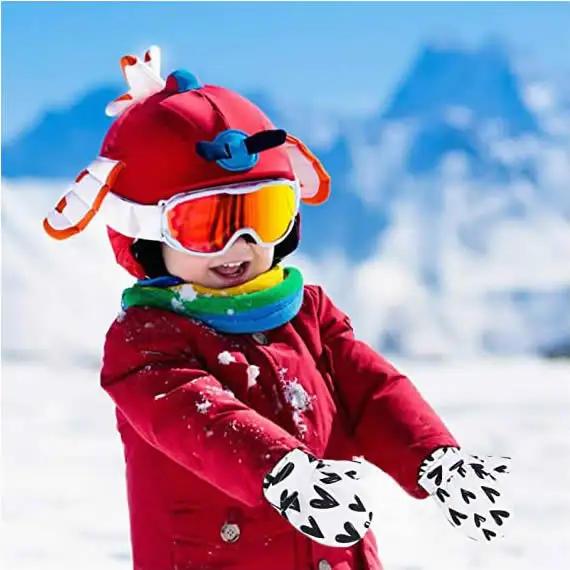 Guanti da sci invernali per bambini guanti da sci in poliestere impermeabili a caldo Touch Screen antivento compatibile con sport da esterno sulla neve