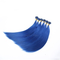 Ekstensi rambut ujung u warna biru kualitas baik pemasok Tiongkok keratin rambut manusia ujung i ekstensi rambut locs uv