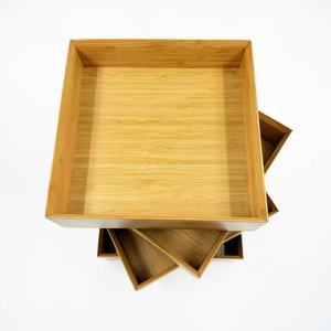 Bamboo Storage Box <b>Set</b> <b>Square</b> Lidless Stackable Desktop Home Organization Boxes For Living Room Household Use - Product Image 1