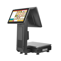 Sistema de Punto de Venta Todo en Uno con Pantalla Táctil Doble, Báscula Eléctrica, Caja Registradora, Compatible con Windows/Android, Capacidad de 15-30 kg