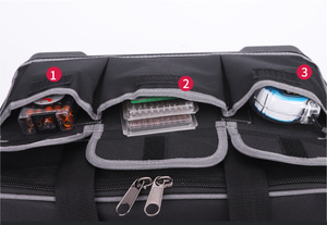 Sac à outils roulant robuste avec poignée télescopique, sac de transport à outils multi-poches à roulettes, sac organisateur d'outils à roulettes - Product Image 3