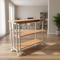 SG17 #   Bureau d'ordinateur moderne en bois avec hauteur réglable, fonction pliable et roulettes mobiles pour les étudiants, idéal pour l'étude, le bureau ou la maison