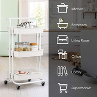 Chariot de rangement à 3 niveaux en maille avec roulettes, chariot utilitaire multifonctionnel, étagère de rangement pour la maison, le bureau, le salon