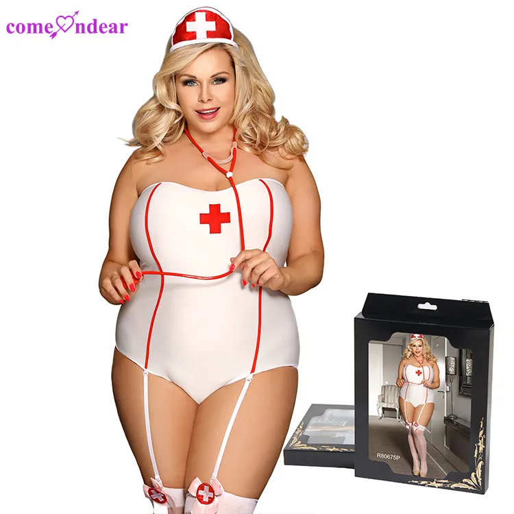 Caja de papel para embalaje, nuevo diseño, talla grande, lencería erótica, bodys para mujer, disfraz de enfermera, lencería sexy desnuda