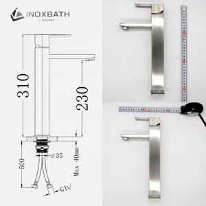 Mitigeur de lavabo en acier inoxydable 304 finition brossée mitigeur mitigeur chaud et froid robinet de salle de bain robinet de lavabo