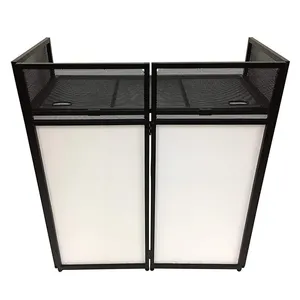 DJ Booth DJ Event Facade White/Black Scrim Metal Frame Booth With Flat Table Top